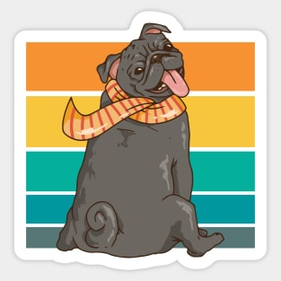 Cute Pug Retro Illustration Sticker